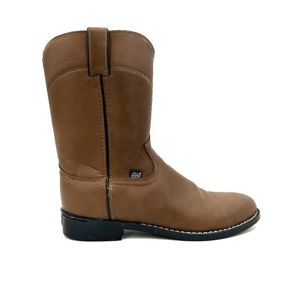 JUSTIN Men's Clay Brown Temple 10" Roper Cowhide Leather Cowboy Boots Size 9D - Picture 1 of 11